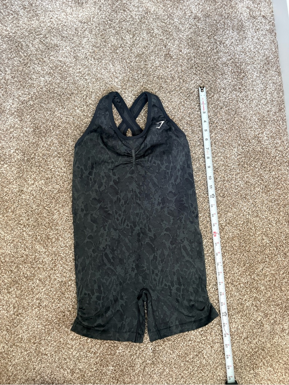 Gymshark Black Floral-Texture Racerback One-Piece